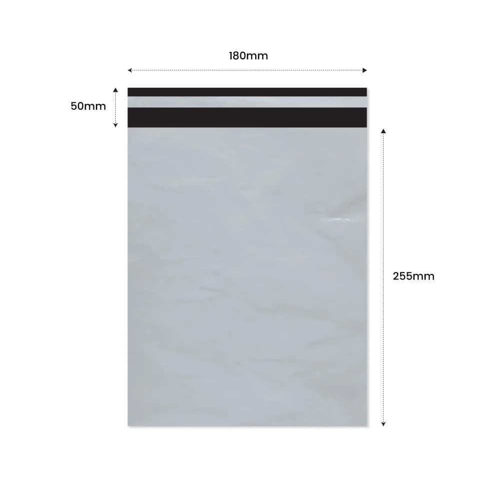 Plic Curier cu Adeziv 180x255mm + 50mm clapeta - LDPE alb + negru