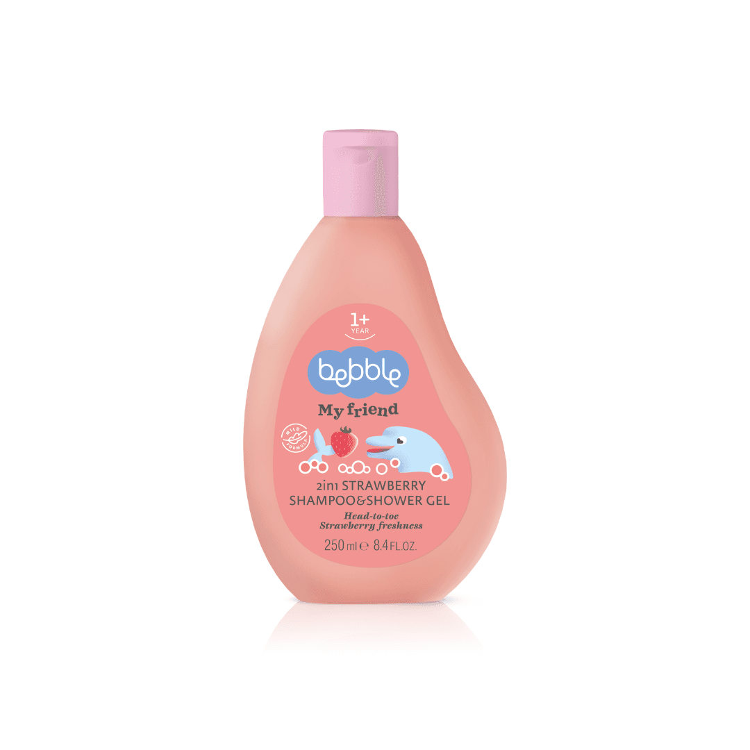 Sampon si Gel de dus pentru baita 2 in 1 BEBBLE My Friend,  cu aroma de capsune