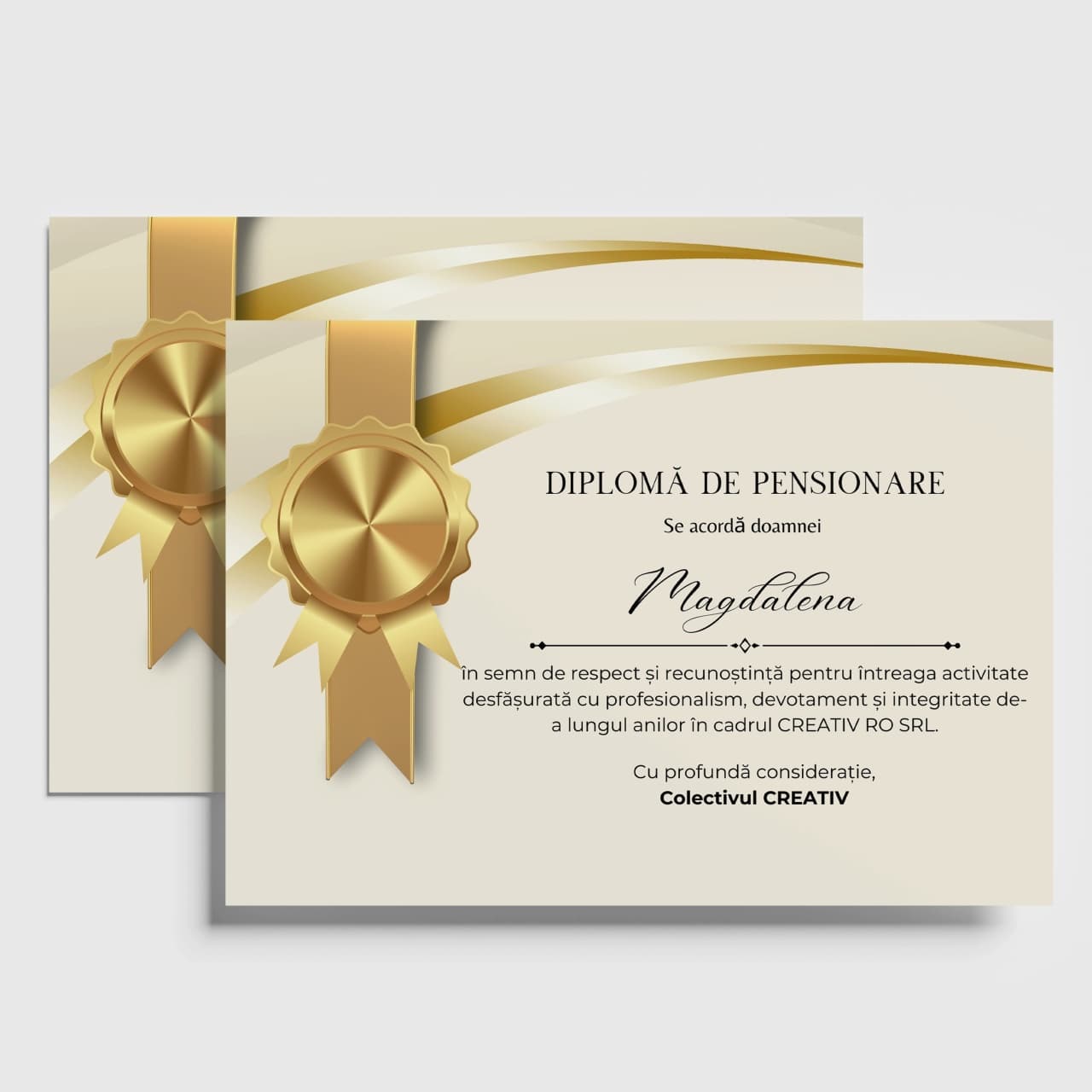 Diploma pentru pensionare