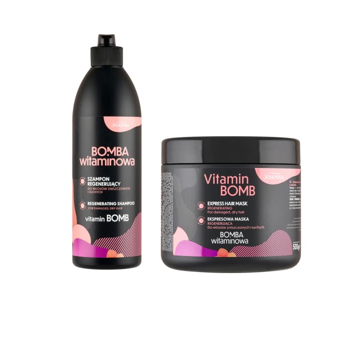 Joanna Vitamin Bomb Express Mască regenerantă 500g + Șampon regenerant 500ml