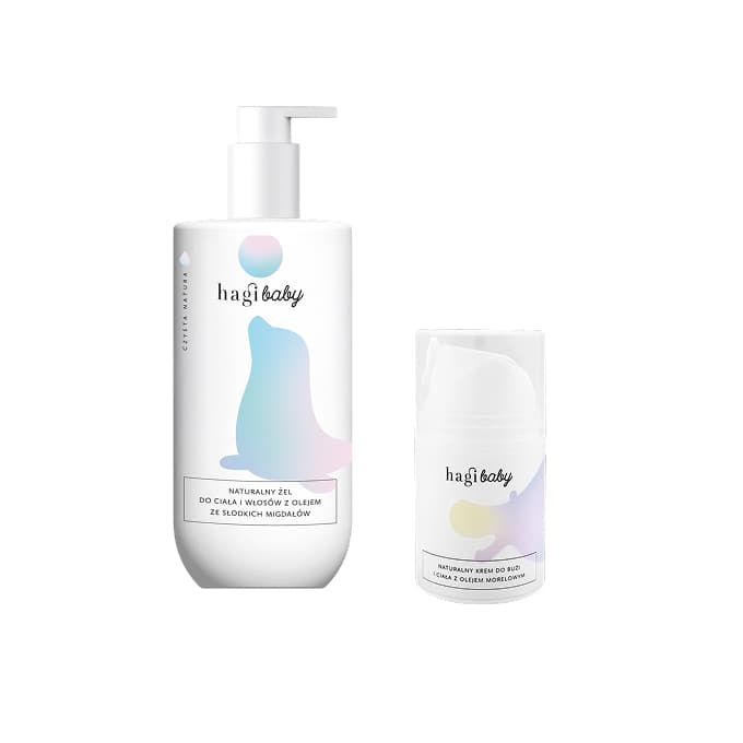 Cremă de față și corp pentru bebeluși Hagi + set gel natural pentru corp și păr