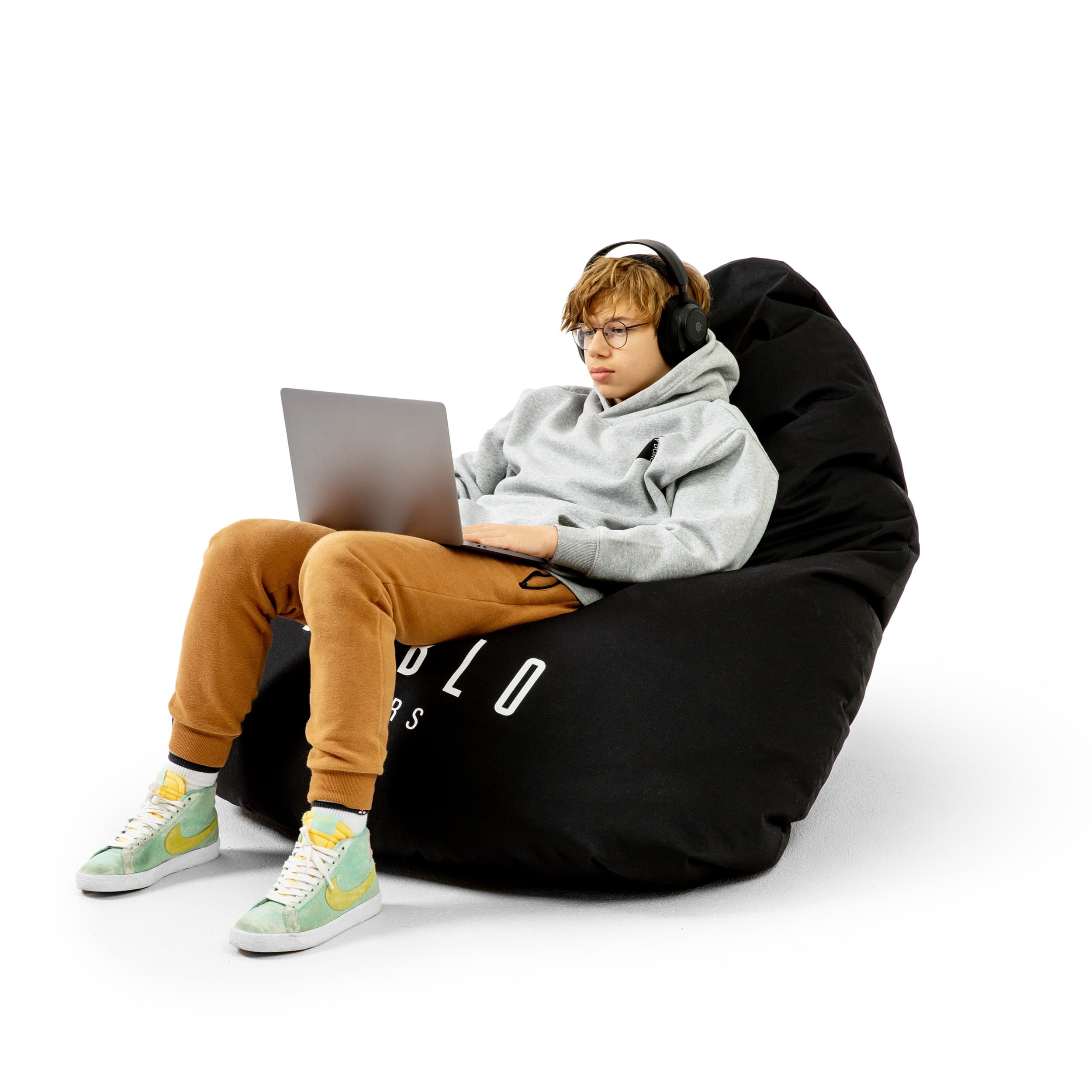 Fotoliu mare Diablo Chairs tip puf, pentru gaming: negru