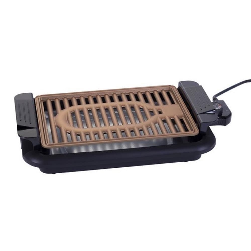 Grătar fără fum Oliver Voltz OV51015P, 1200W, 30x21 cm, Termostat, Acoperire antiaderentă, Tavă de grăsime, Negru/maro