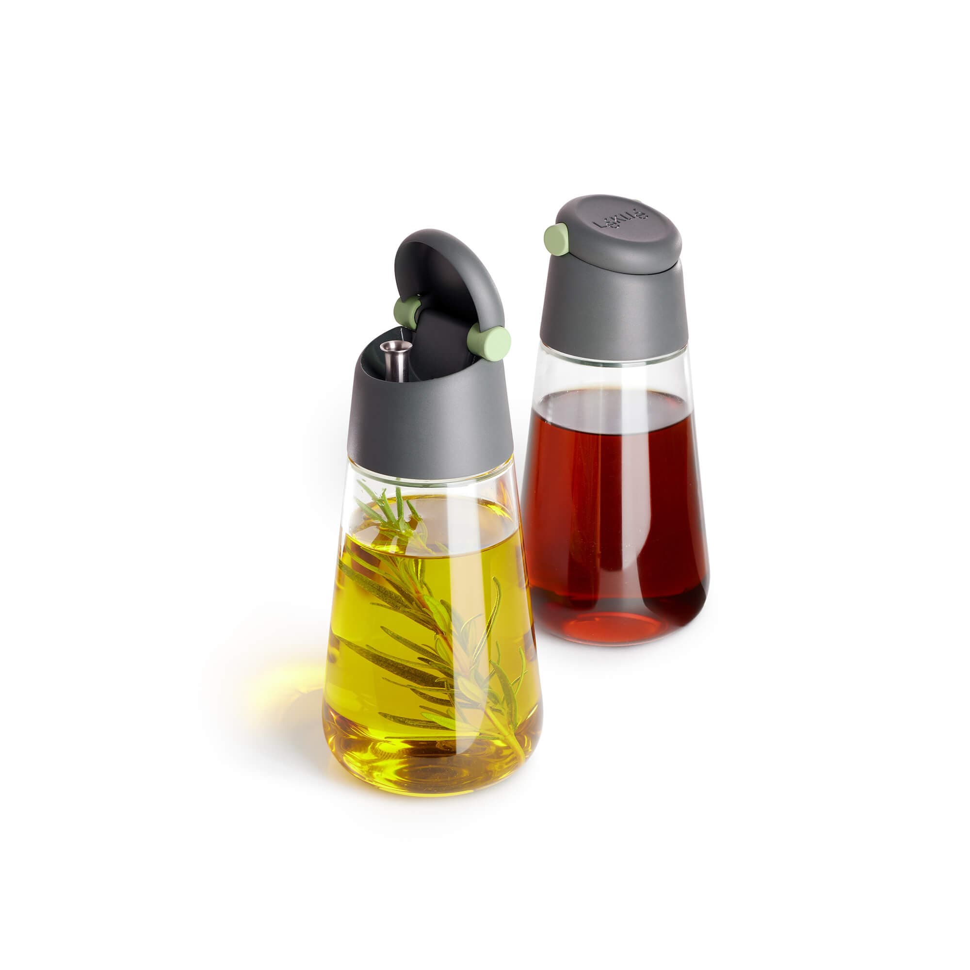 Set 2 sticle pentru otet si ulei Lekue 1009486, 8x16 cm, 400 ml, +4°C/+80°C, Verde