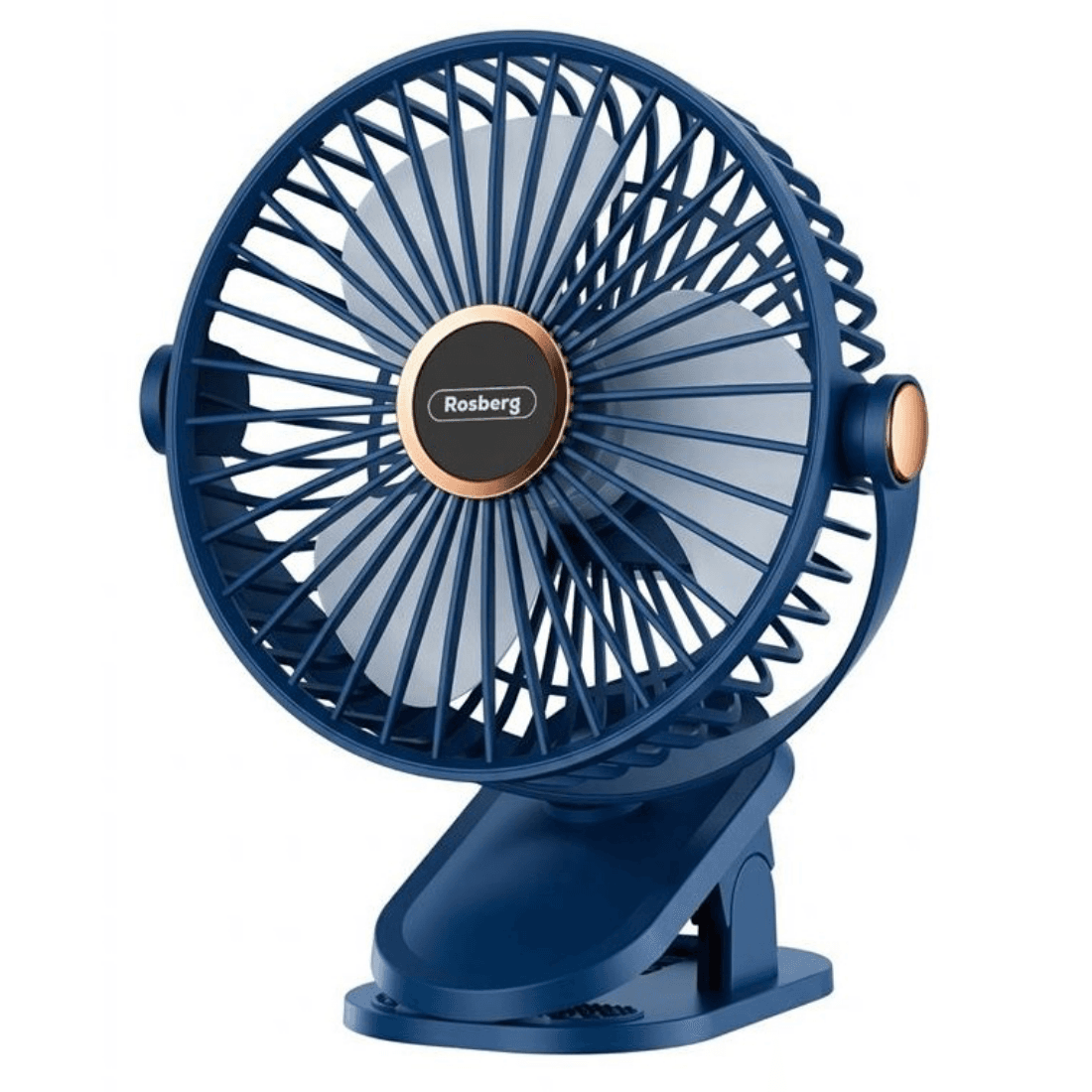 Mini ventilator USB tip C Rosberg R51760R, 5 W, 14 cm, Autonomie 90 min, 5 viteze, Albastru inchis