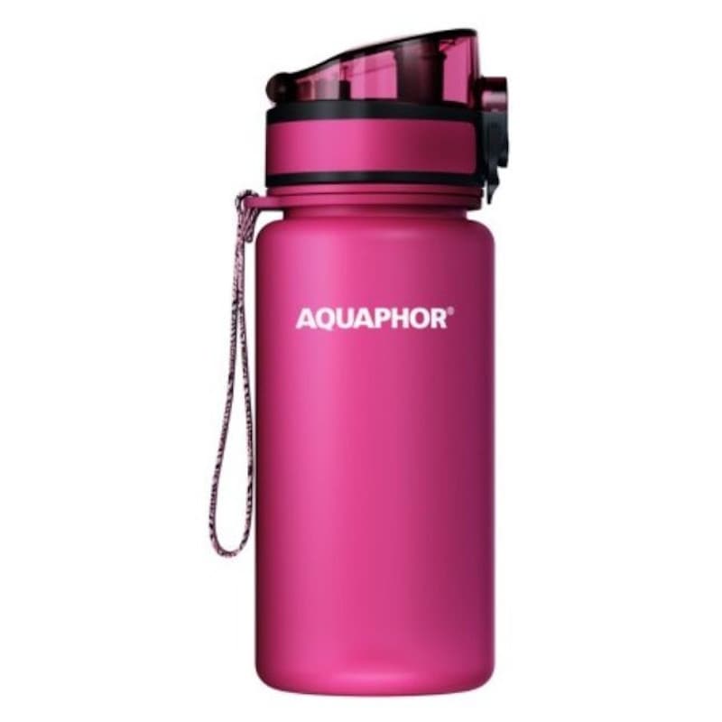 Sticla cu filtru pentru apa Aquaphor City 160024, 350 ml, Tritan, Carbune activ, Aqualen, Capac cu inchidere, Roz