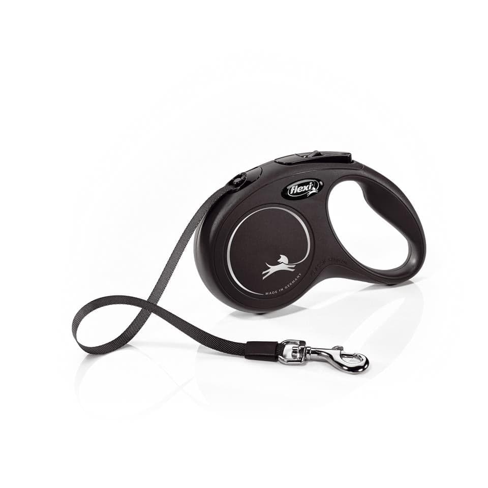 FLEXI New Classic lesa automata cu banda pentru caini, negru, marimea S, 5 m