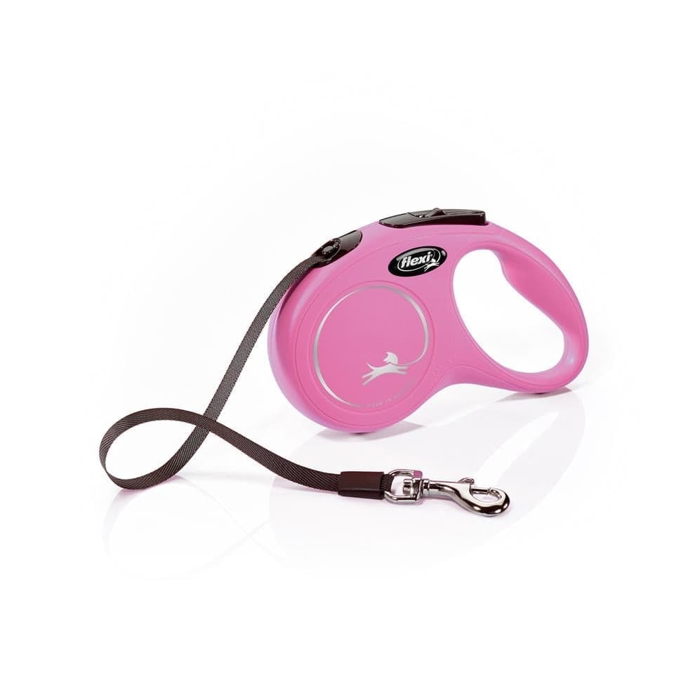 FLEXI Lesă New Classic S bandă 5 m roz S până la 15 kg