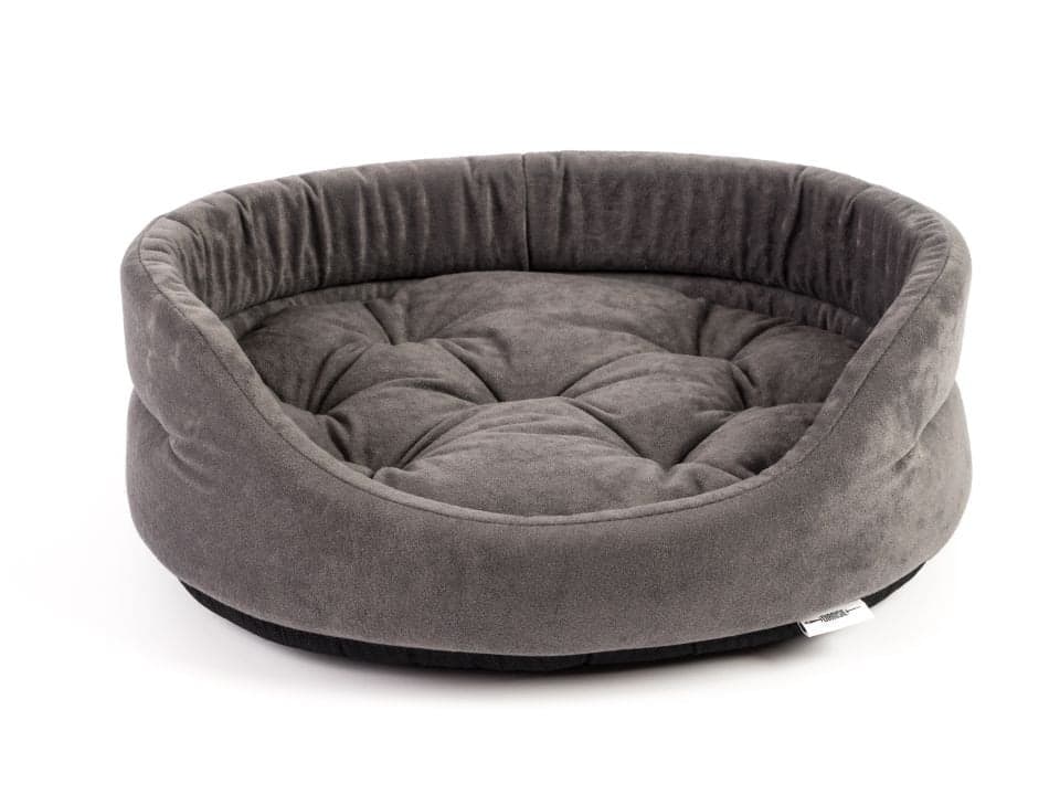 FERA Pat oval cu perna pentru caini, gri, Marime XL: 75x62x22 cm
