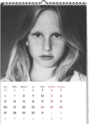 Calendar de perete, Alb Negru , 20x30-A4 cm