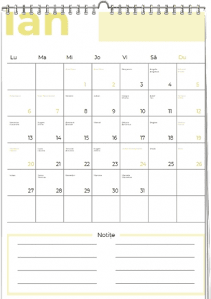 Calendar de perete, Albu cu notițe, 30x40-A3 cm