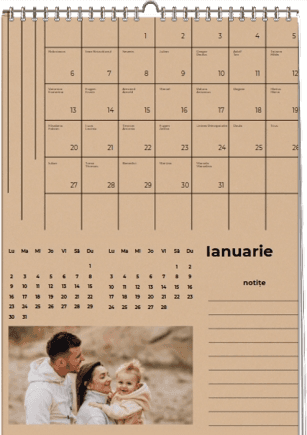 Calendar de perete, Bej cu notițe , 20x30-A4 cm