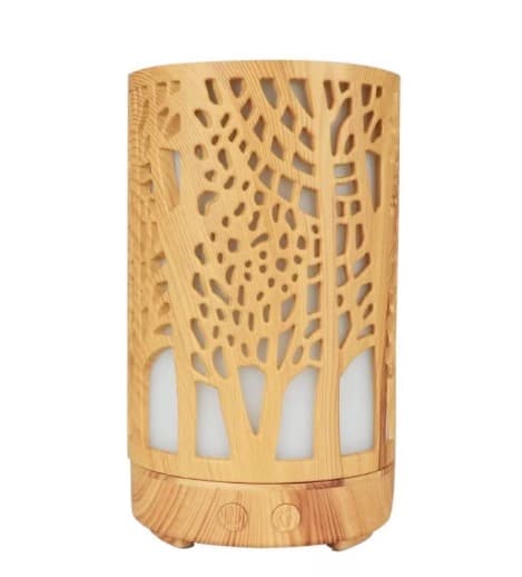 Umidificator aromaterapie lumina led in 7 culori model copaci culoare lemn deschis