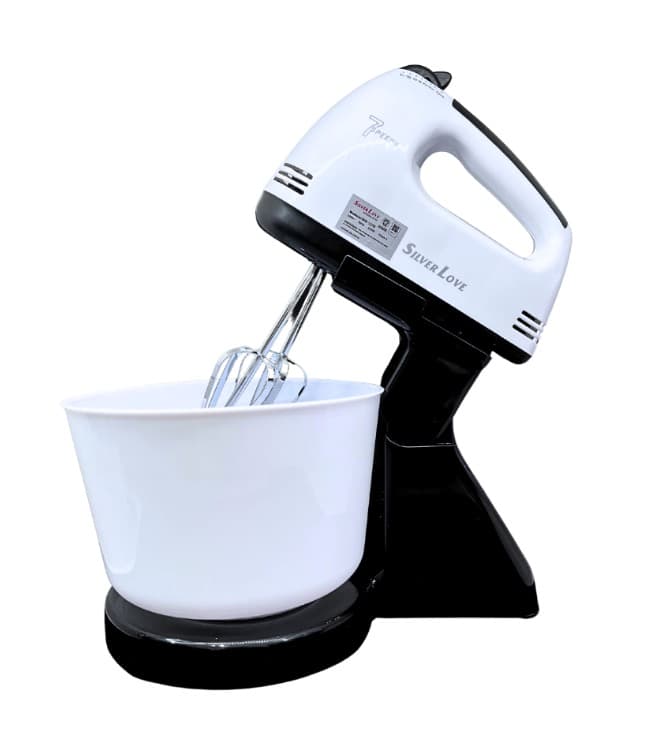UB Mixer electric cu bol plastic MM 133B putere 300W cu 4 accesorii si 7 viteze