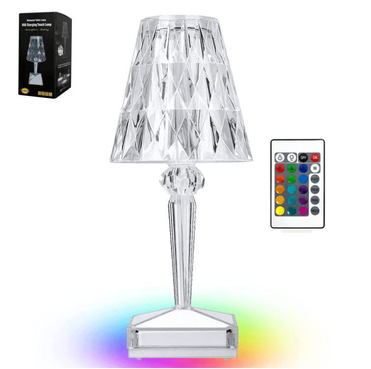 UB Veioza LED Crystal Touch RGB cu acumulator incarcare USB si telecomanda lumina RGB