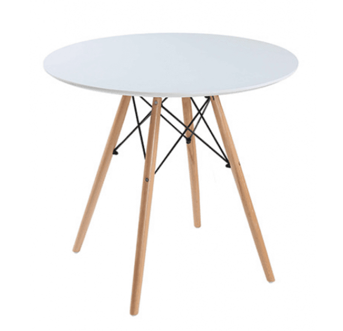 Masa bucatarie moderna rotunda alba blat MDF 90cm