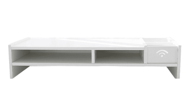 Suport monitor/laptop alb din ABS 49 x 10 x 20 cm cu 5 compartimente