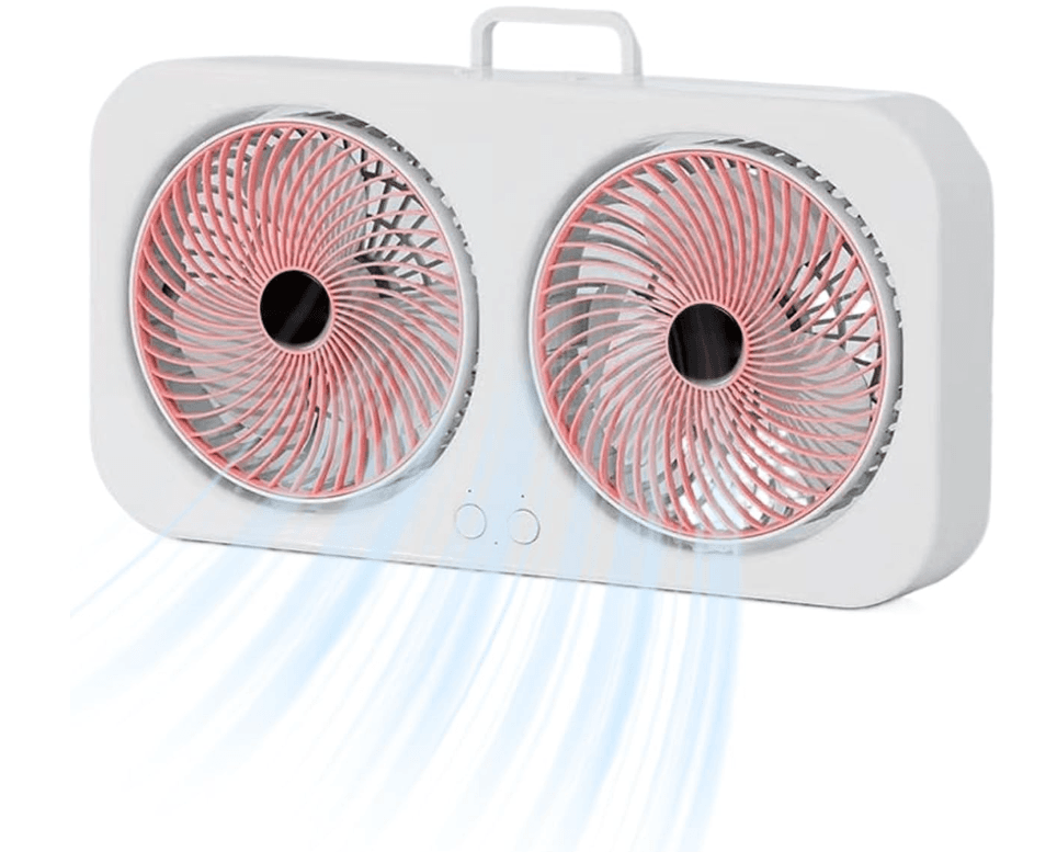 Ventilator dublu portabil USB cu 2 capete flux de aer puternic silentios cu maner