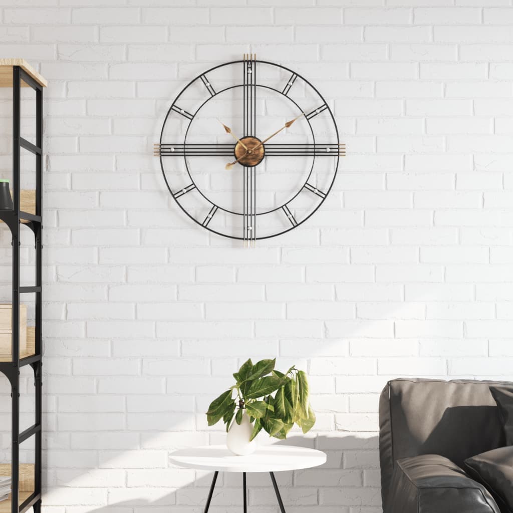 Gossi ceas de perete, negru, Ø60 cm, fier