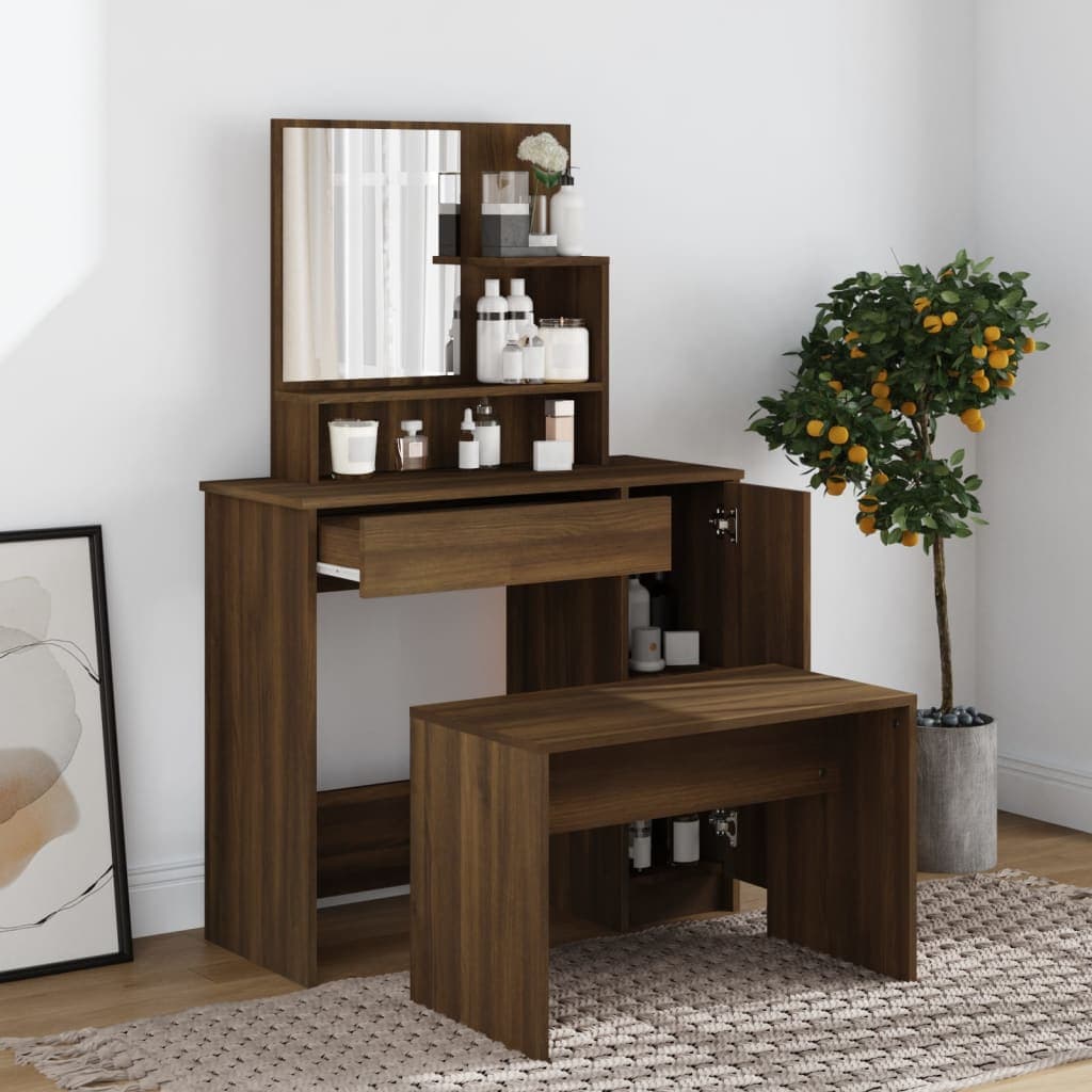 Gossi set masuta de toaleta, stejar maro, 86,5x35x136 cm