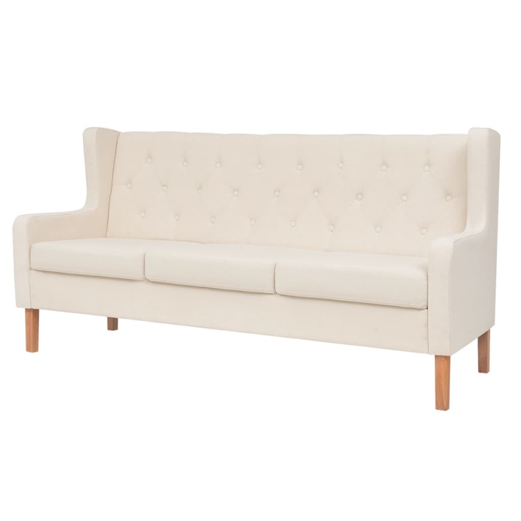 Gossi canapea cu 3 locuri, material textil, alb crem