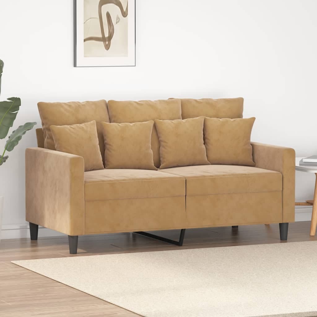 Gossi canapea cu 2 locuri, maro, 120 cm, catifea