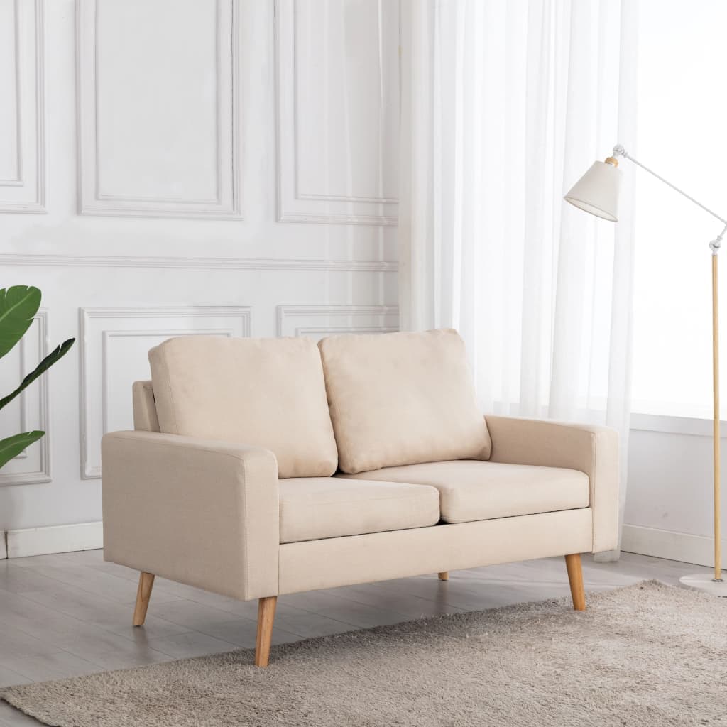 Gossi canapea cu 2 locuri, crem, material textil