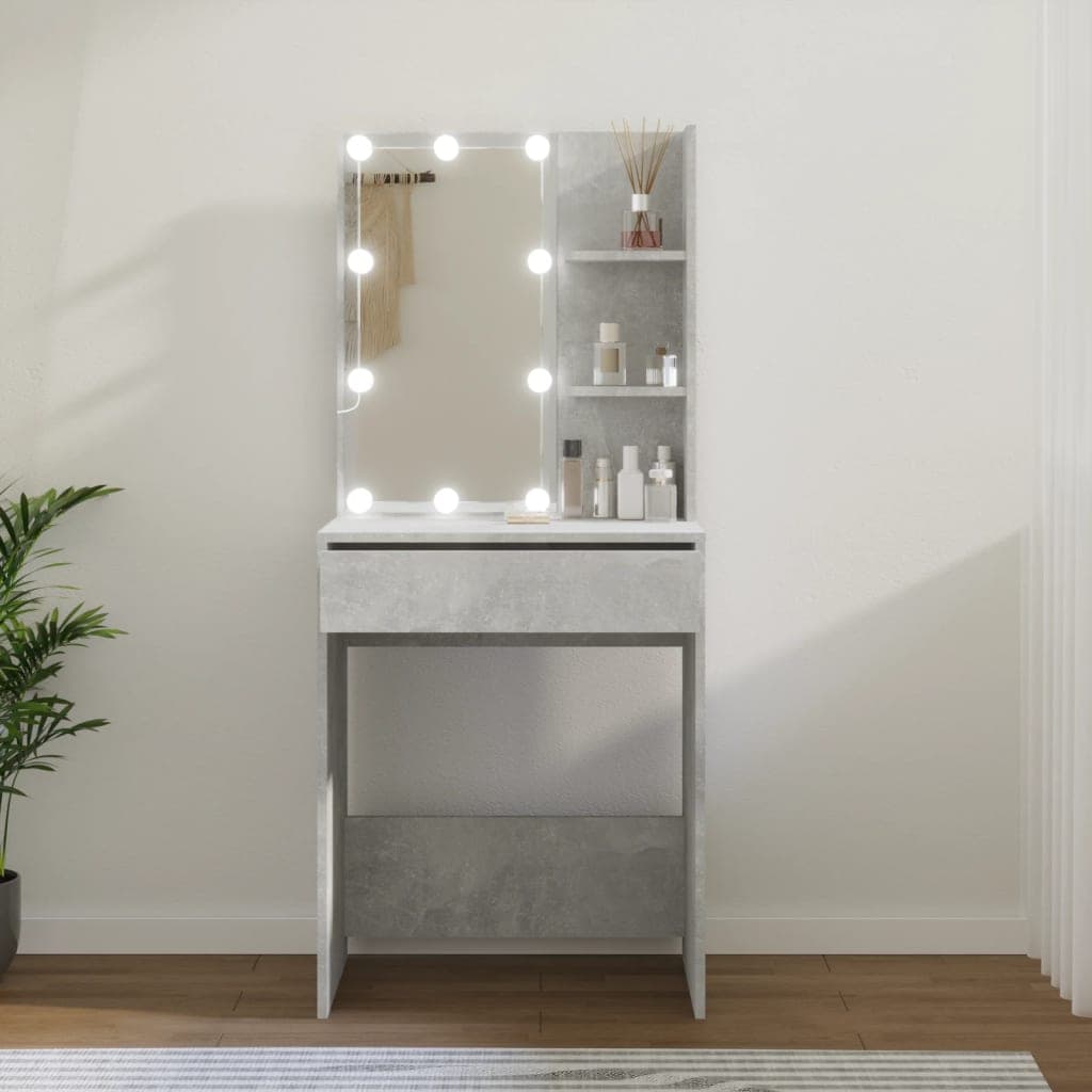 Gossi masa de toaleta cu led, gri beton, 60x40x140 cm