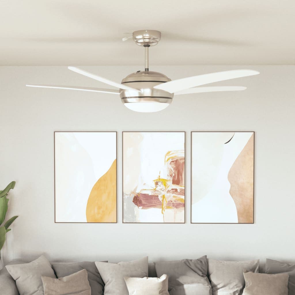 Gossi ventilator tavan decorativ cu iluminare, 128 cm, alb