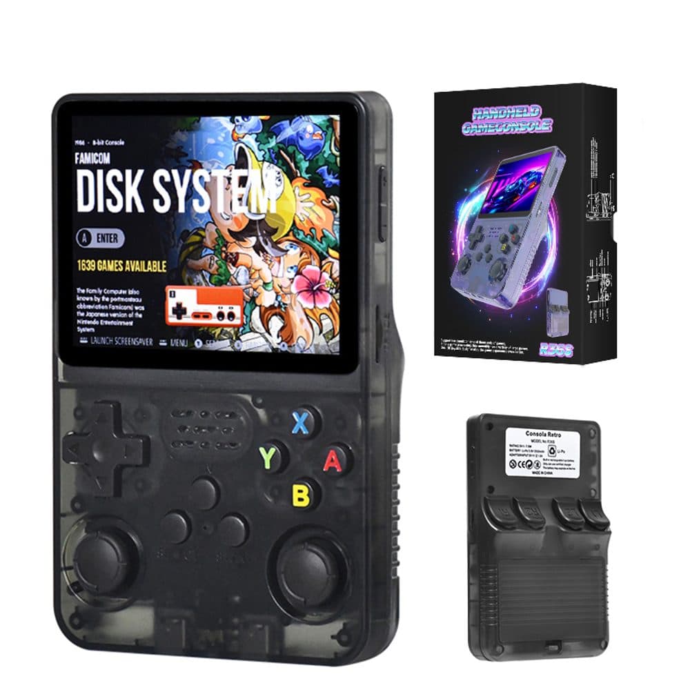 R36S Consolă portabilă de jocuri cu ecran IPS 3,5", sistem ArkOS Linux, negru