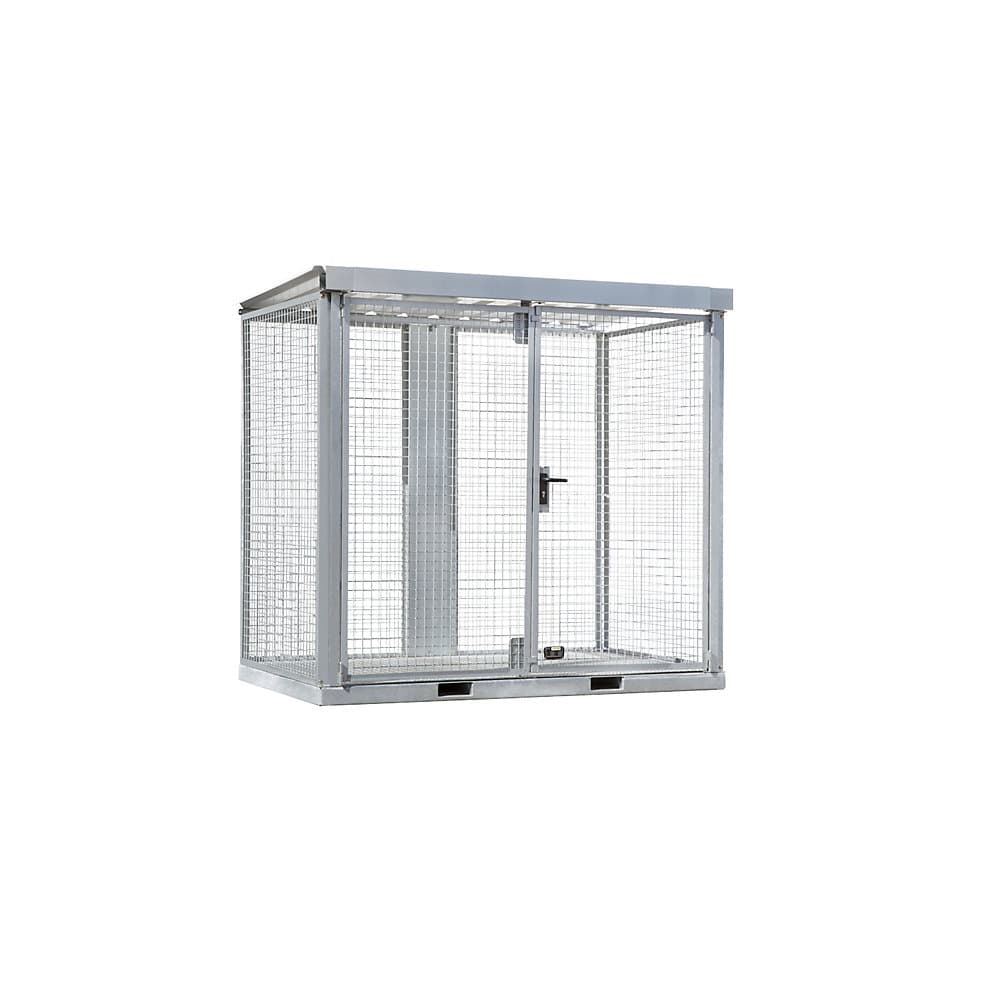 eurokraft pro Container montat din grilaj pentru butelii de gaz, 60 butelii cu Ø 230 mm, versiune podea din tablă striată