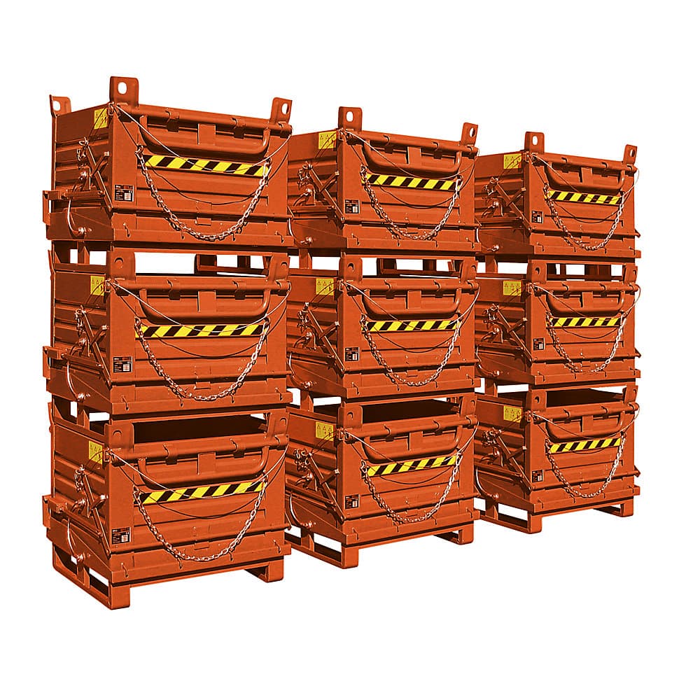 Container cu podea pliabilă, bază cu 1 capac, pereți din oțel, volum 0,52 m³