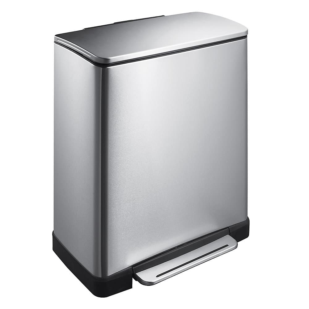 EKO Colector de deșeuri cu pedală, din inox, dreptunghiular, volum 50 l, strat care pe care nu rămân urme de amprente