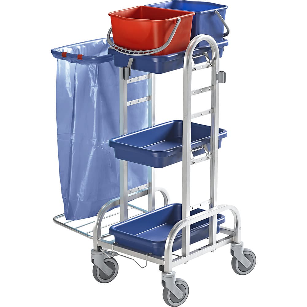 eurokraft pro Cărucior de curățenie din inox, cu 2 găleți x 10 l, role din plastic