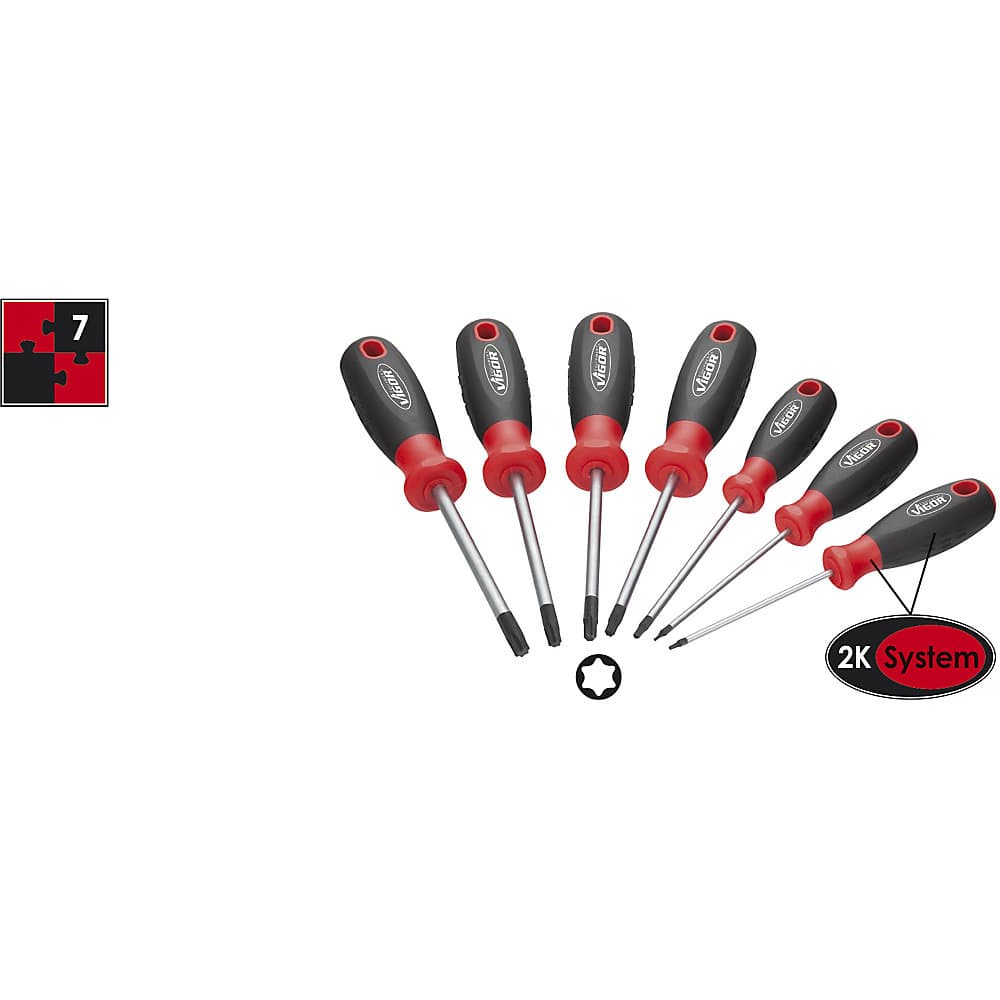 VIGOR Set de șurubelnițe torx, 7 piese, gaură pentru agățare în mâner
