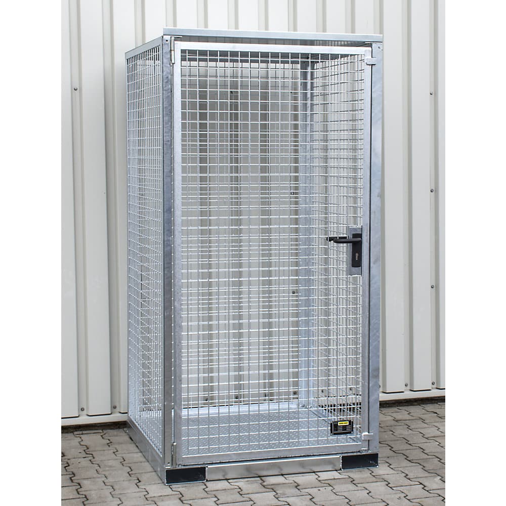 eurokraft pro Container montat din grilaj pentru butelii de gaz, 16 butelii cu Ø 230 mm, versiune podea din tablă striată
