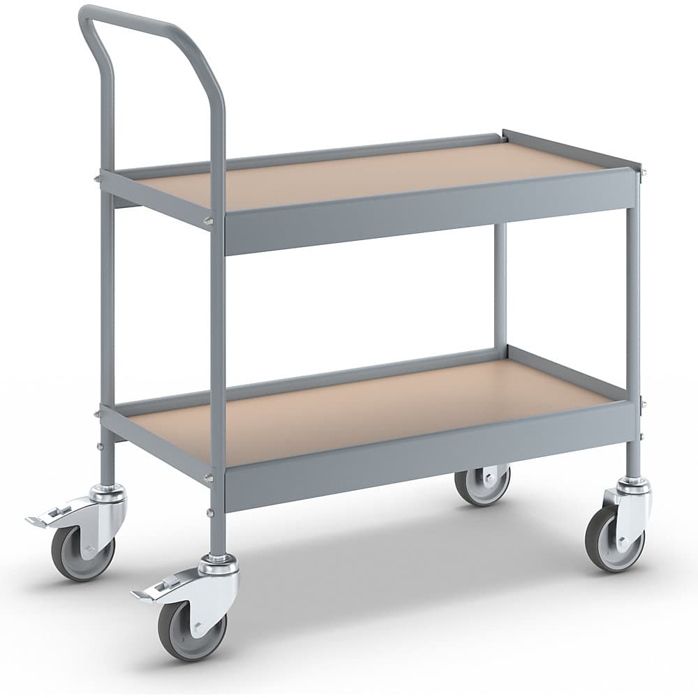 eurokraft pro Cărucior pentru debarasare, lung. x lăț. x î. 720 x 380 x 855 mm, cu 4 roți pivotante, 2 cu frână dublă, Ø roții 100 mm