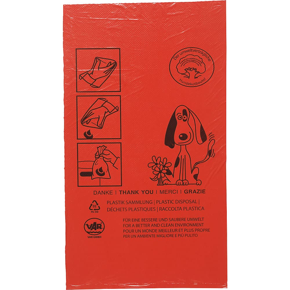 VAR Pungă pentru excremente canine, PE, volum 3,4 l, lăț. x î. 350 x 200 mm, roșu, amb. 1000 buc.
