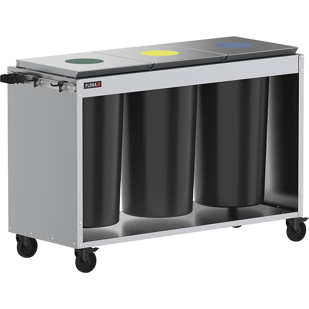 FLORA Stație de curățare Trio, cu 3 x recipiente pentru deșeuri de 60 l, argintiu