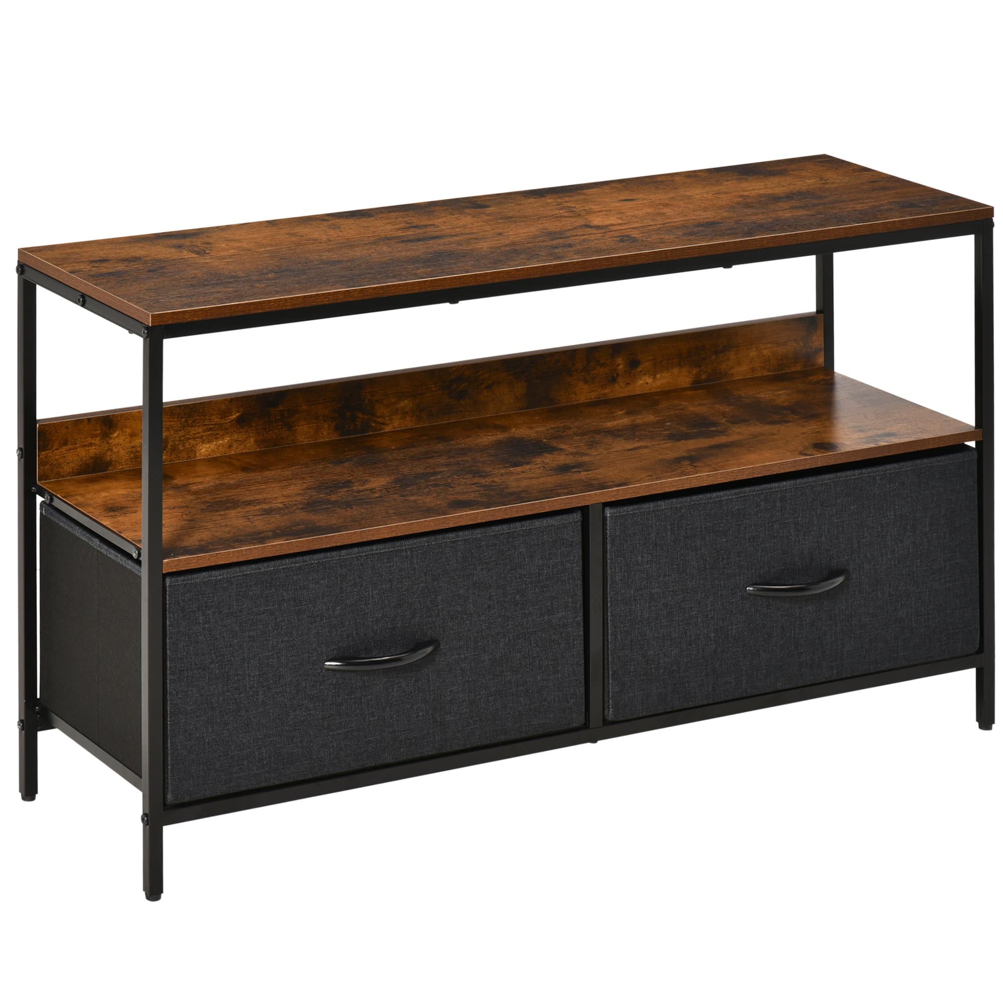 HOMCOM comoda TV stil industrial 98x29x56cm, maro si negru | Aosom Romania