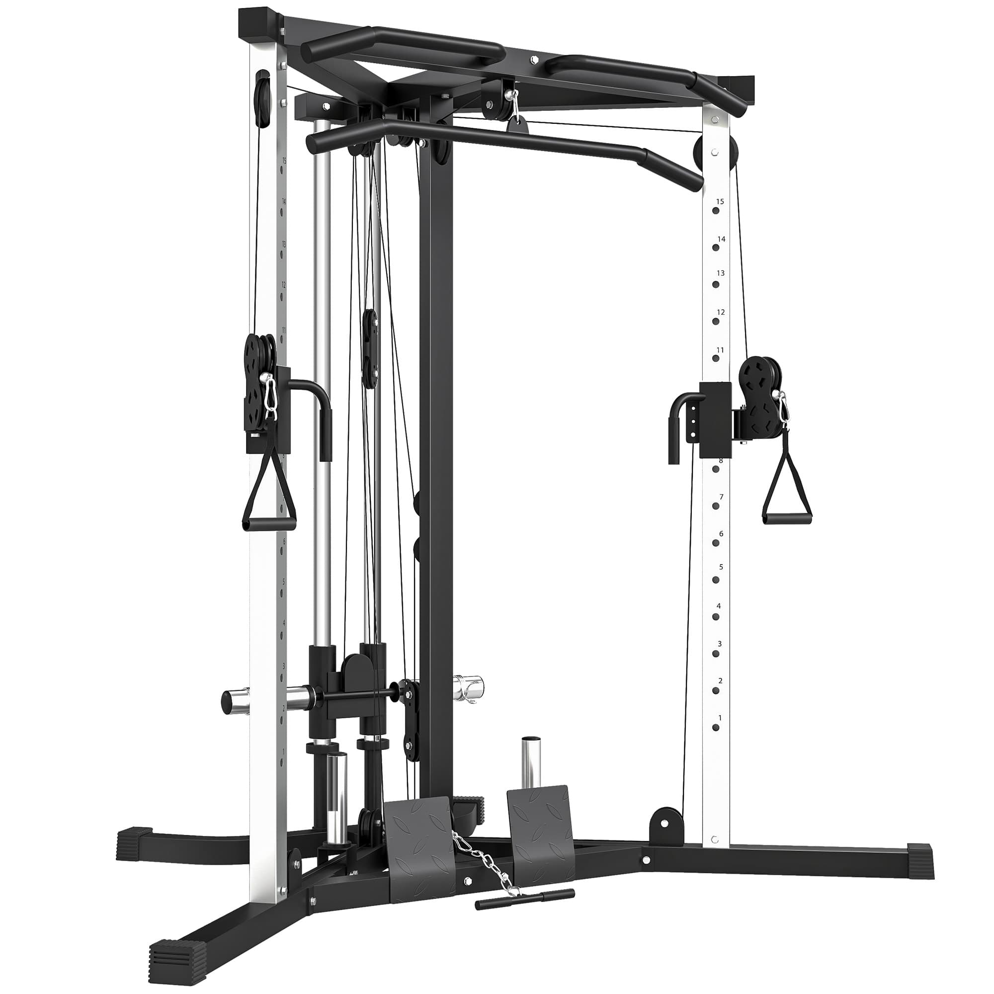 SPORTNOW Stație de Fitness cu 15 Poziții Reglabile, Bară pentru Tracțiuni și Halteră, 170x139x200 cm, Negru | Aosom Romania