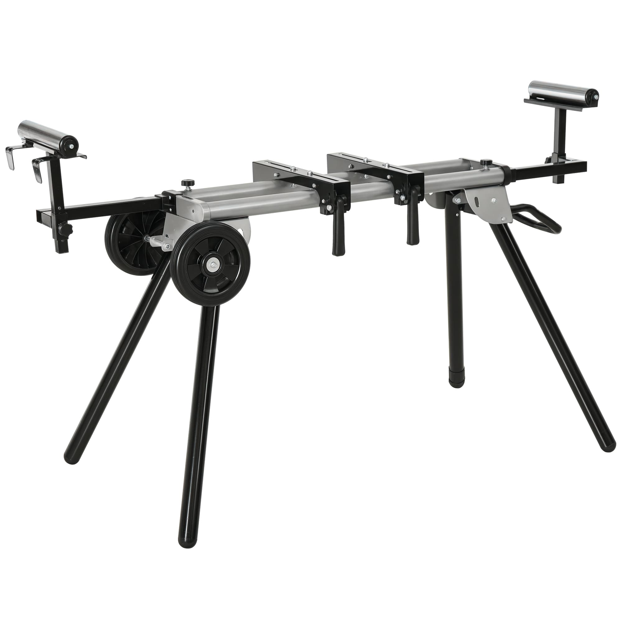 DURHAND Masă Suport pentru Ferăstraie Circulare, Bancă Extensibilă Reglabilă și Pliabilă, 123.5-245x73x96 cm, Negru | Aosom Romania