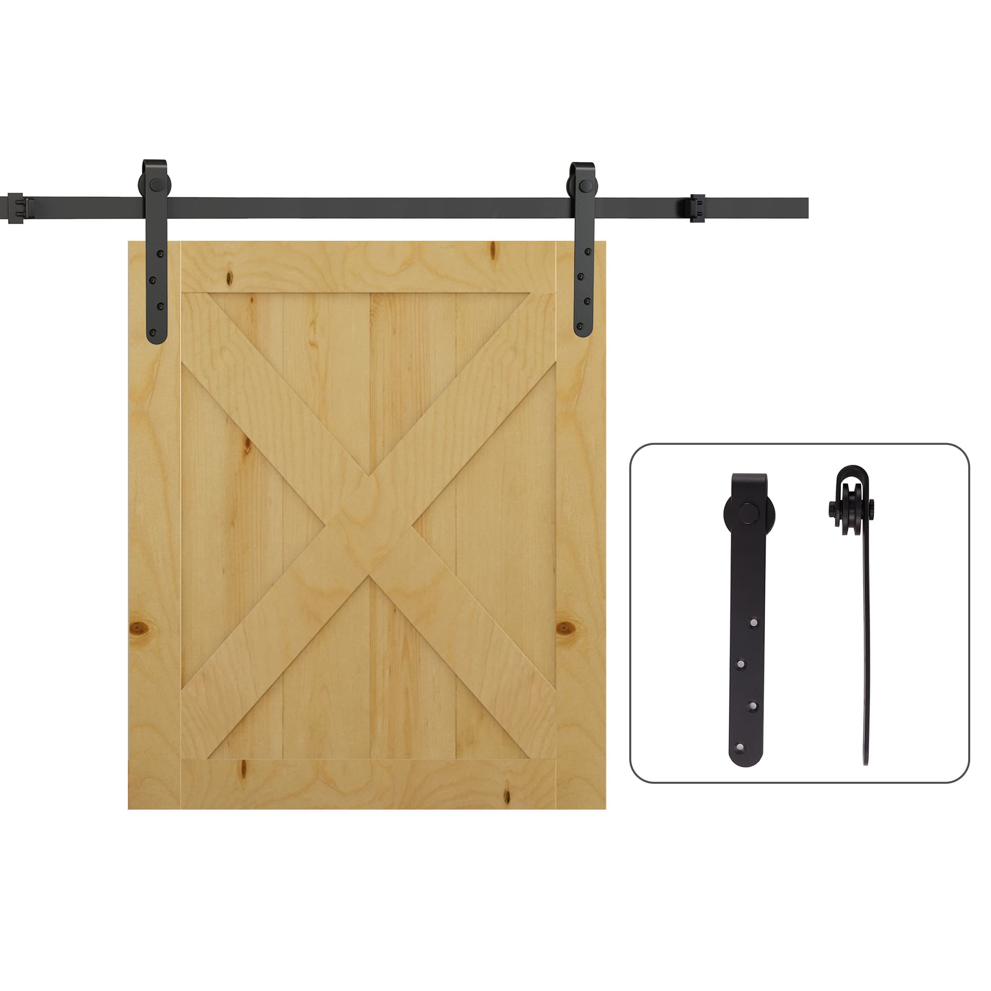 HOMCOM Kit de ușă cu glisare pentru sistem de galandaj cu ușă cu grosimea de 20-25 mm lățime maximă 0,9 m greutate maximă 20 Kg oțel negru |