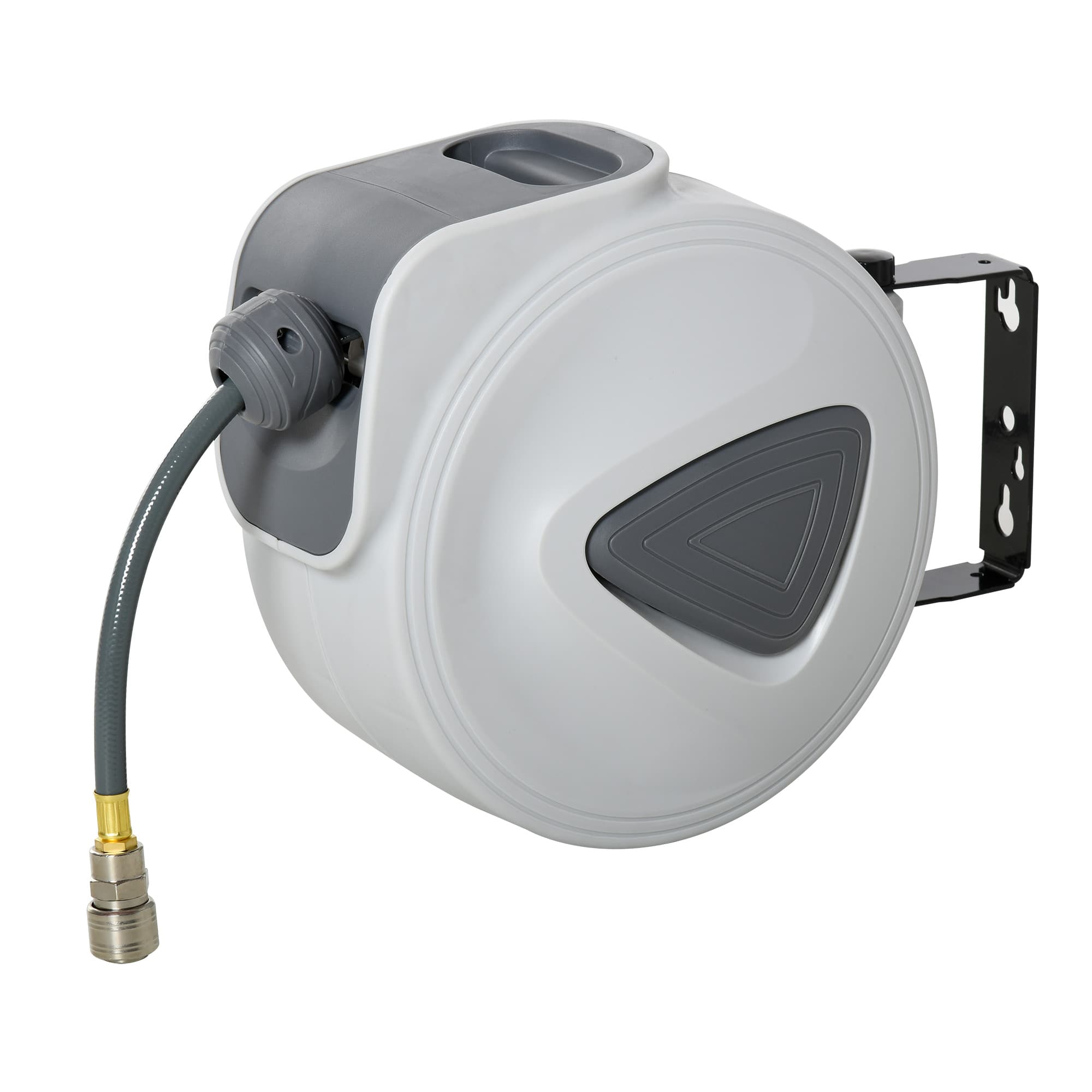 HOMCOM Dispozitiv de înfășurare a furtunului de aer comprimat - furtun: 15 m + 1,4 m - Ø interior 3/8" (9,5 mm), 1/4" (6,35 mm) BSPT - dispozitiv