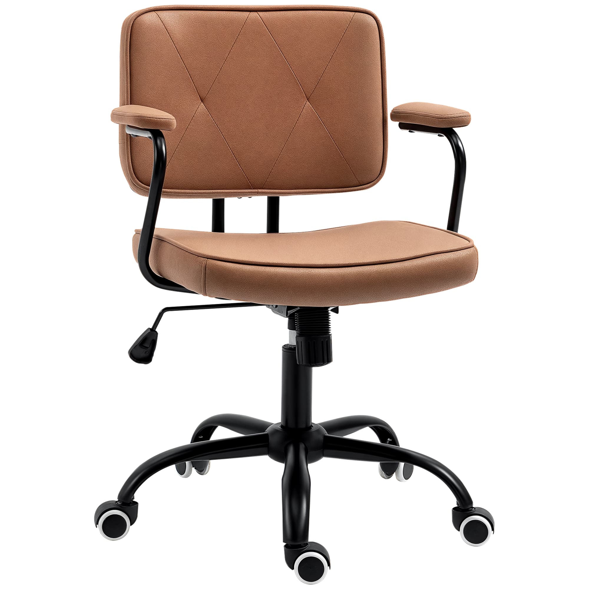 Vinsetto Scaun de birou cu rotile, scaun de birou reglabil inaltime cu functie de leganare rotire 360° inclinabil spuma maro 61 x 58 x 82-91 cm |