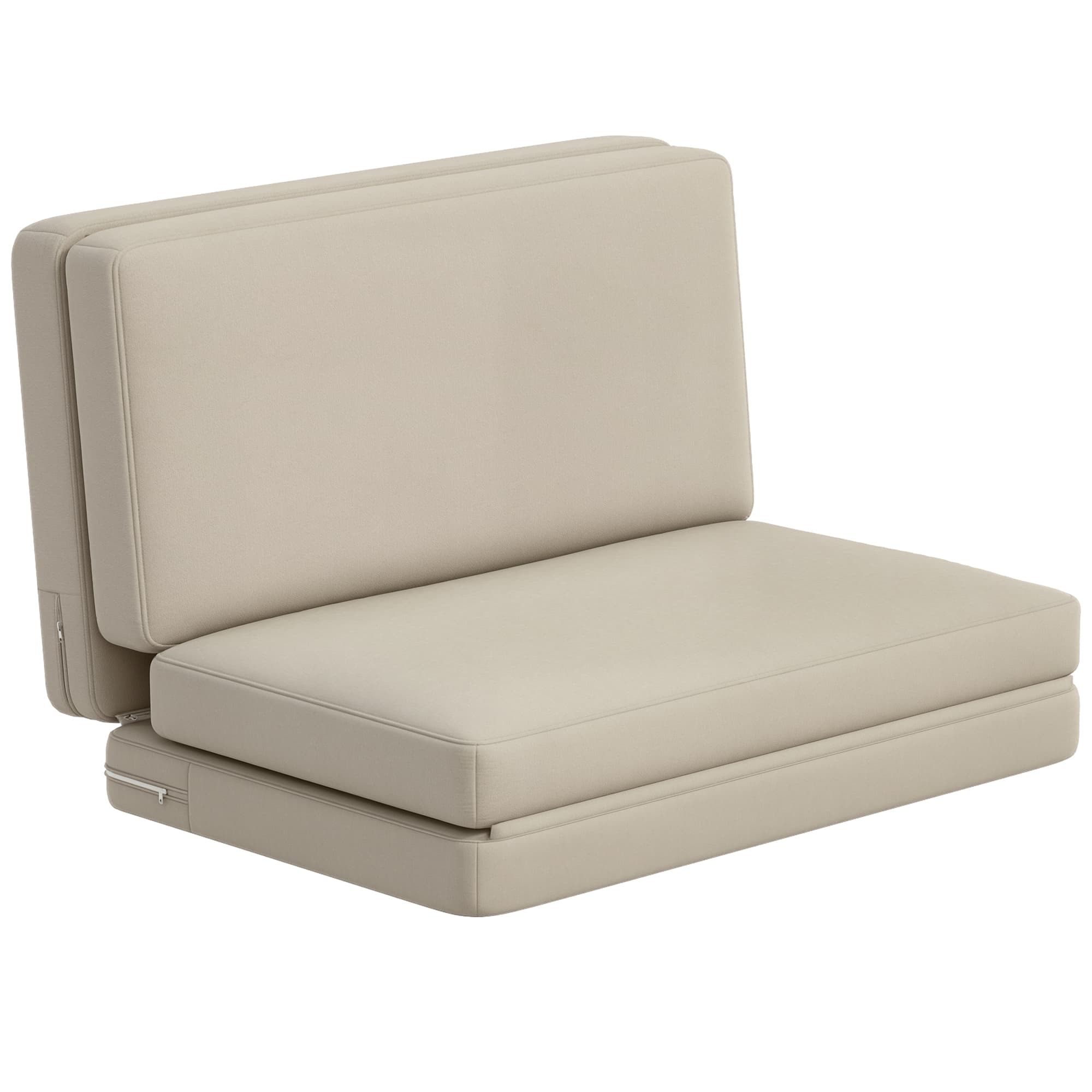 HOMCOM 2-in-1 canapea relaxanta pliabila, saltea pentru oaspeti, separabila, latime de 120 cm, Bej | Aosom Romania