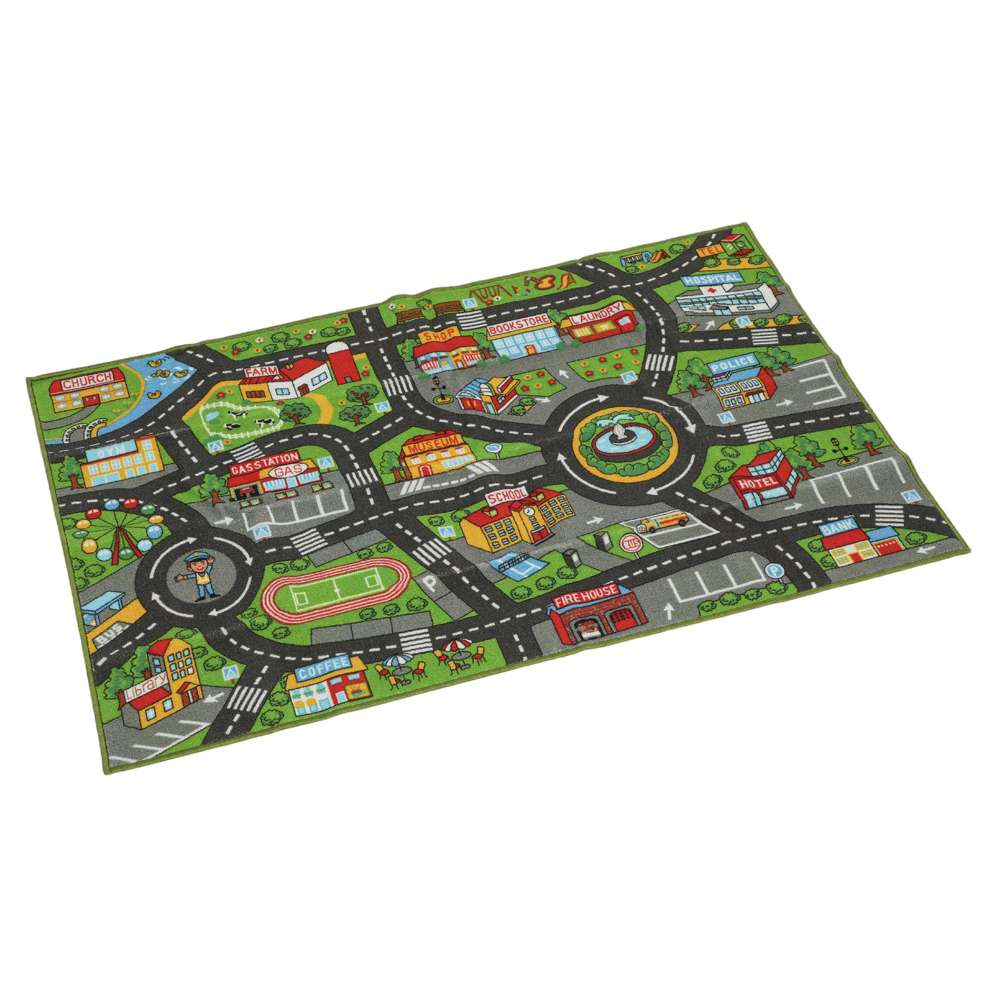 AIYAPLAY Saltea de joacă pentru bebeluși, covor de joacă 160x100x0,5 cm, covoraș cu bază antiderapantă model oraș pentru camera copilului |
