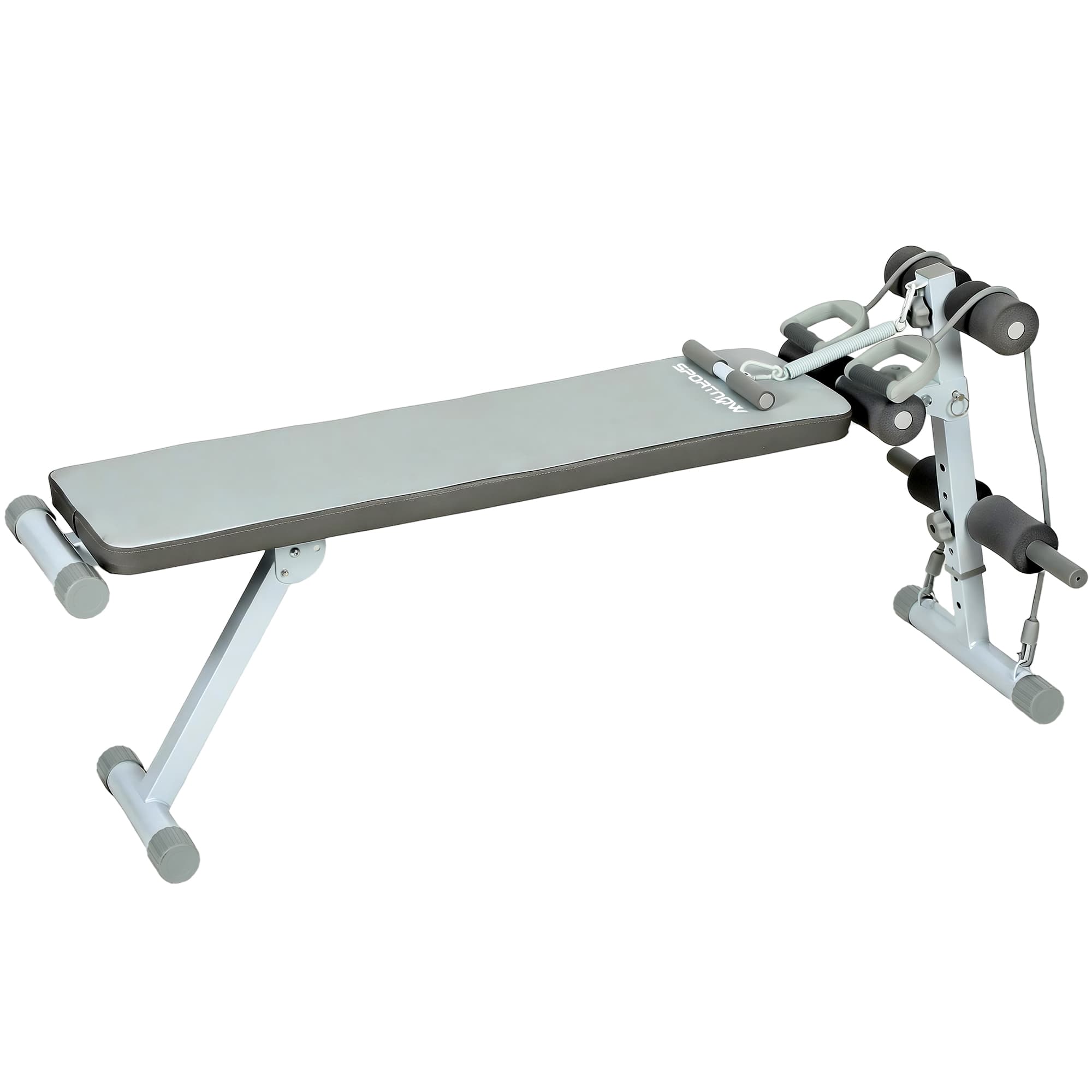 SPORTNOW Bancă multifuncțională pentru antrenament, bancă plată reglabilă cu șezut pe 3 nivele, 141 x 52 x 54-71 cm, albastru și alb | Aosom
