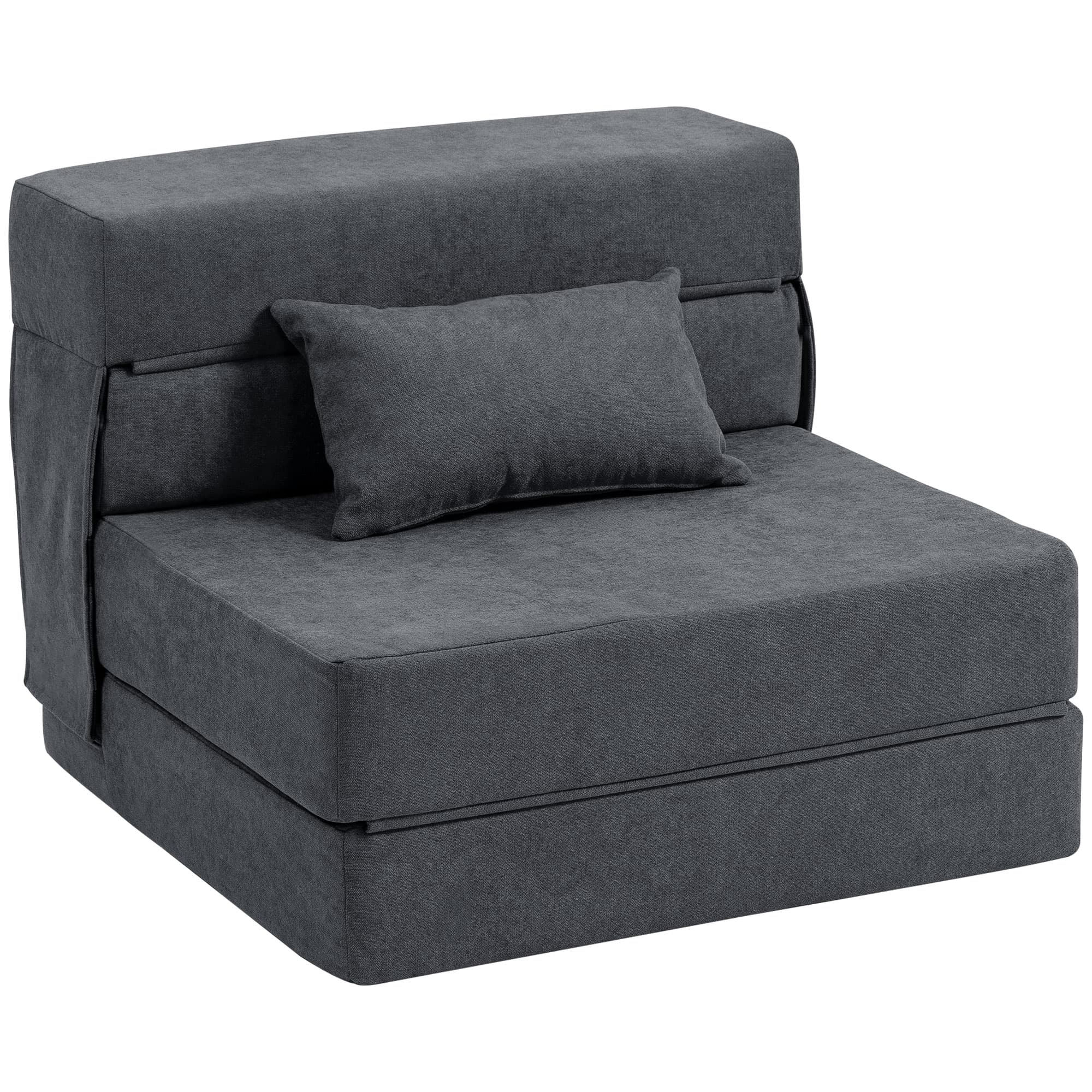 HOMCOM Fotoliu Pat Single Pliabil Modern, Fotoliu de Podea Compact Convertibil în Șezlong și Saltea, Pat pentru Living, Cameră de zi și Birou,