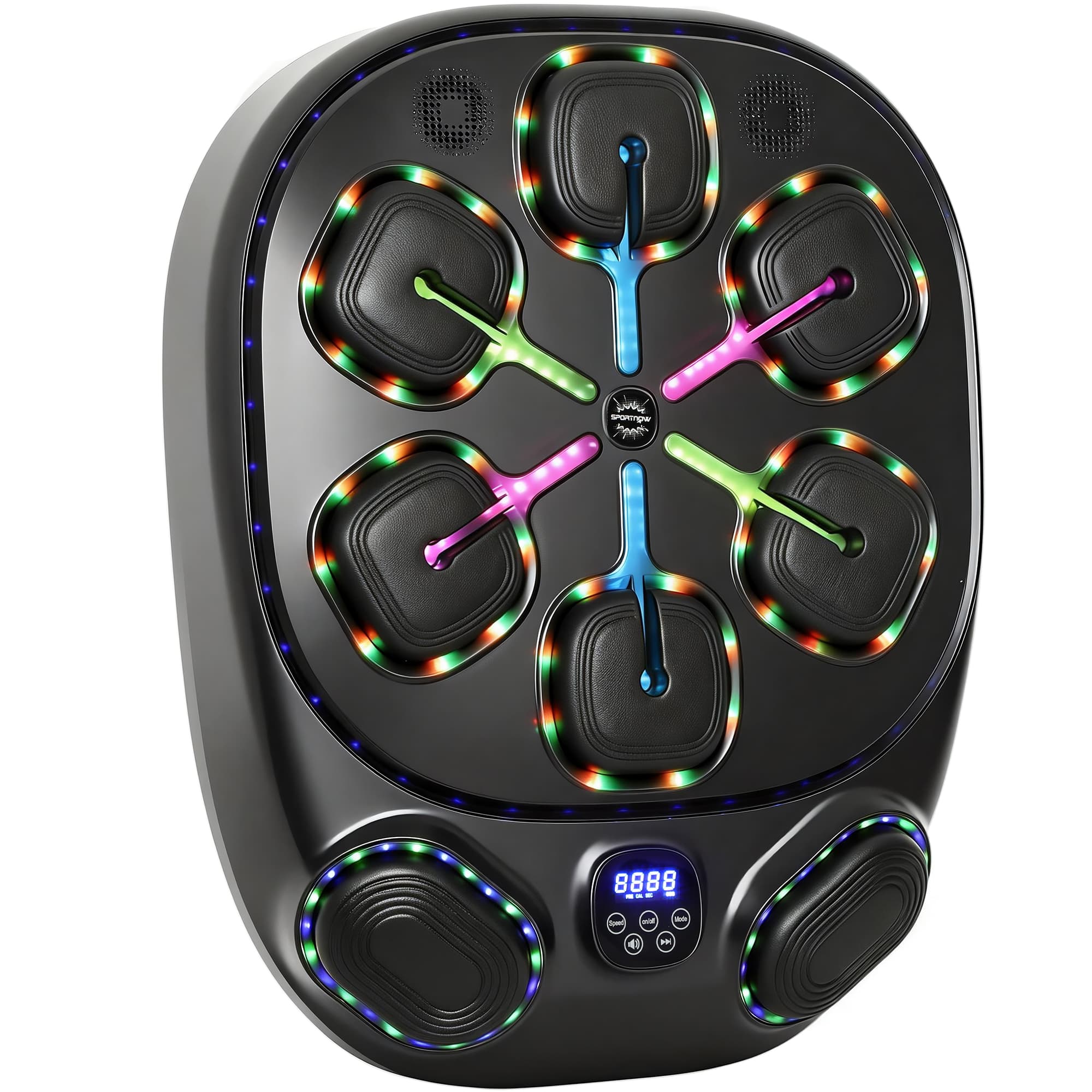 SPORTNOW Aparat de Box Muzical de Perete cu 9 Moduri și Lumini LED Multicolore, Music Boxing Machine pentru Adulți cu Conexiune Bluetooth, pentru